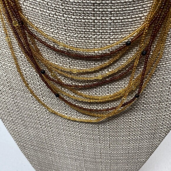 Vintage Seed Yellow Orange Multi Strand Necklace Lobster Clasp - Picture 4 of 5